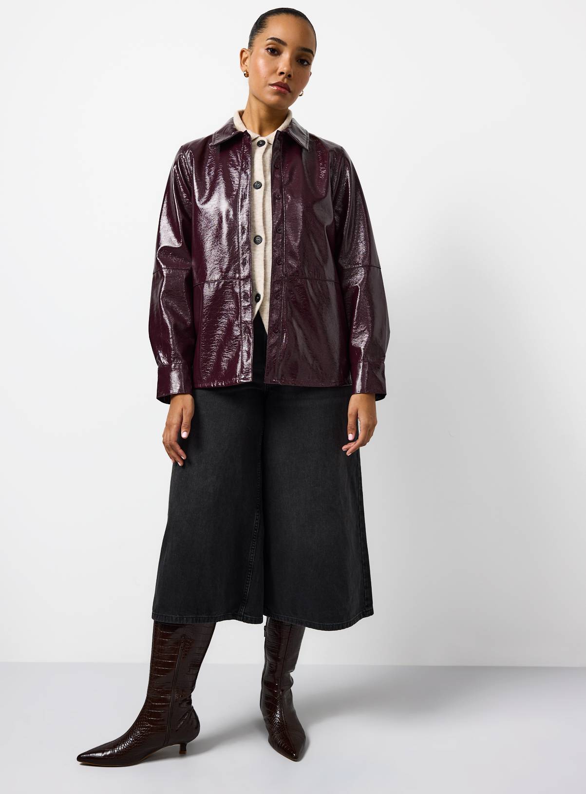 Burgundy Vinyl Long Sleeve Shirt 16 - Image 2
